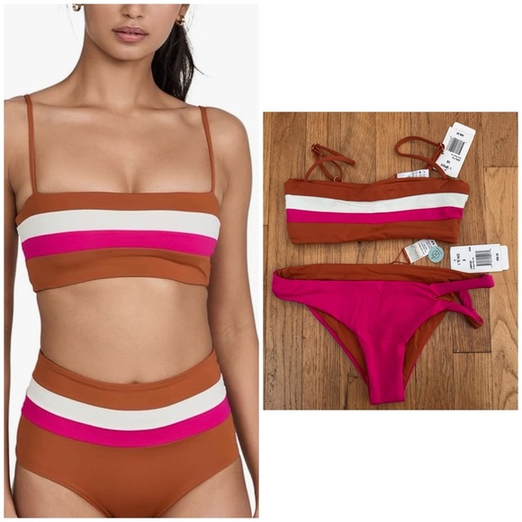 L*Space Rebel Stripe Bikini Top (XS) and Breakers Reversible bottoms (S) - Picture 1 of 11